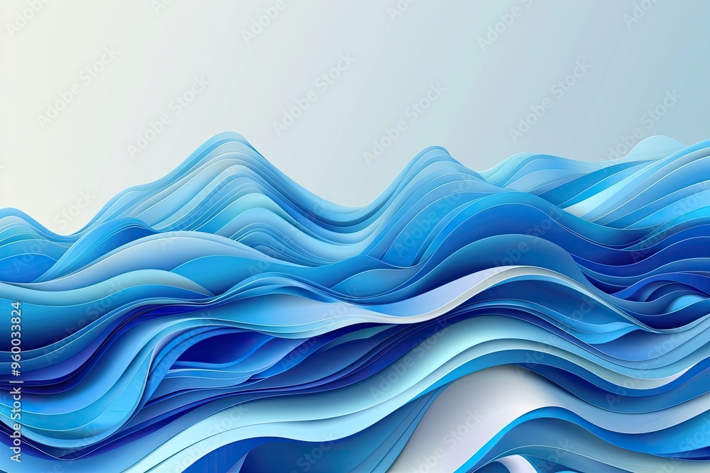 Abstract Blue Paper Wave Pattern Abstract Blue Paper Wave Pattern