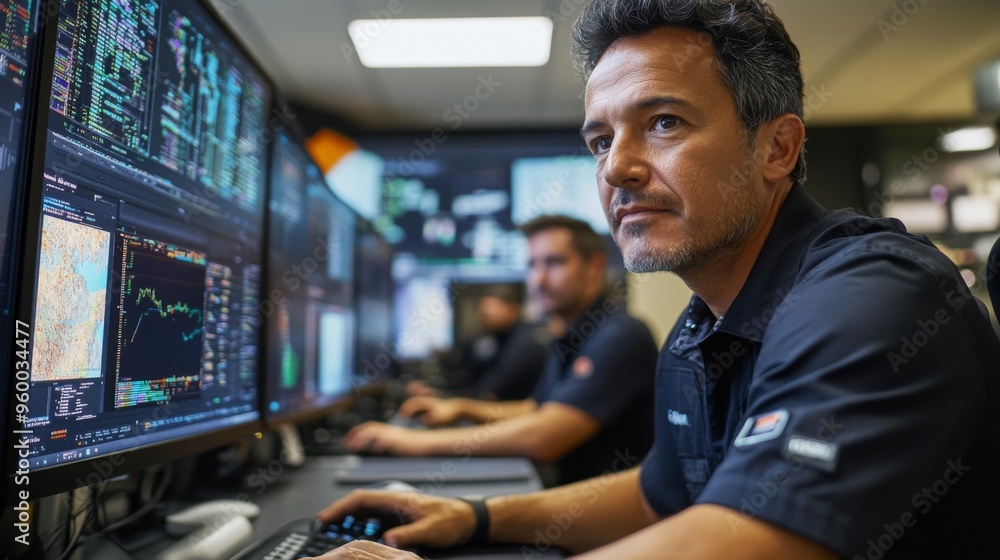 Technicians Monitoring Stock Market Data Technicians Monitoring Stock Market Data