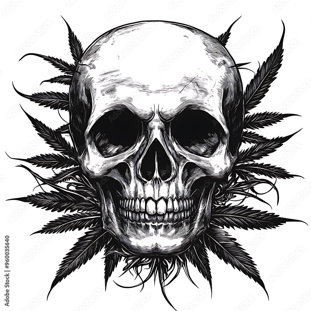 Obraz premium cannabis marijuana weed leaf skull