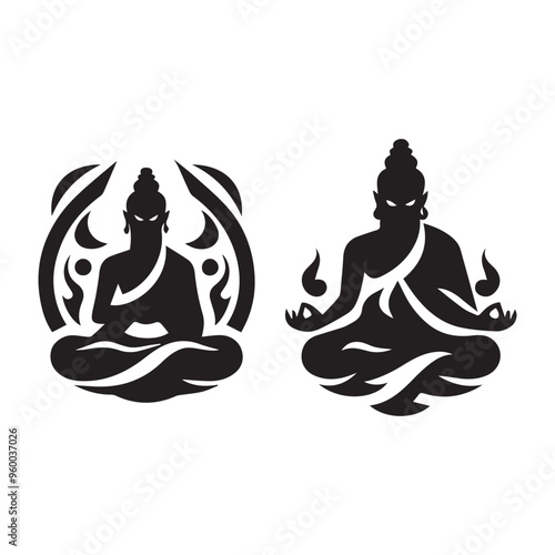 Creative Religion Silhouette Vector Logo Design