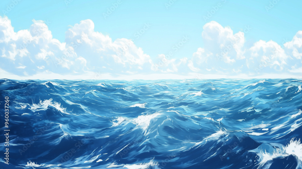 Fototapeta premium Ocean water, waves, sea, sky, cloud