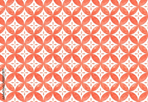 水彩の和柄　七宝柄