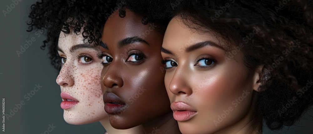Obraz premium Three Diverse Women with Close-Up Portraits