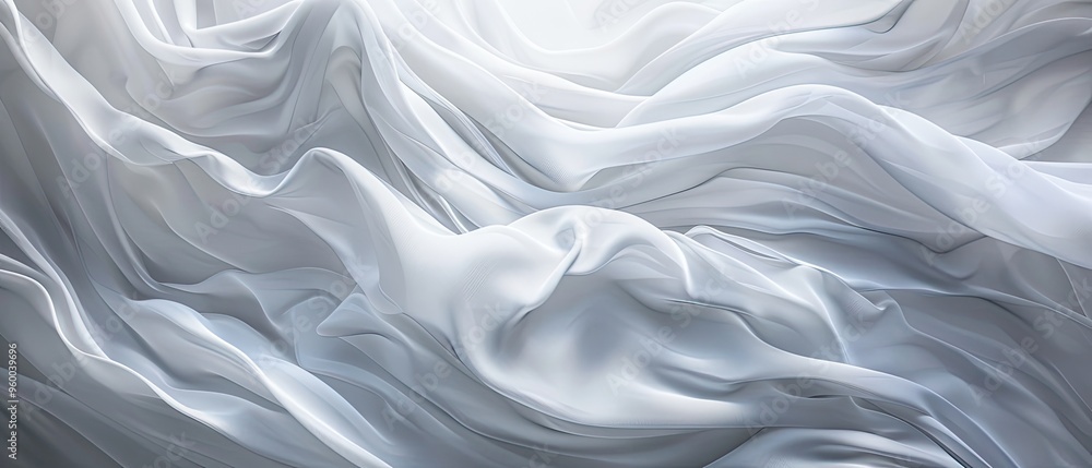 Fototapeta premium Abstract Gray and White Draped Fabric with Smooth, Flowing Lines