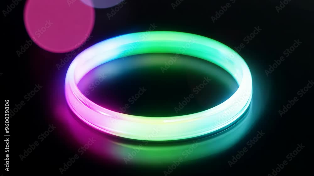 Rainbow Circular Ring with Soft Lighting and Colorful Bokeh