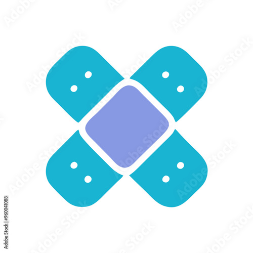 Bandage, blue and purple colors, medical care and treatment symbol