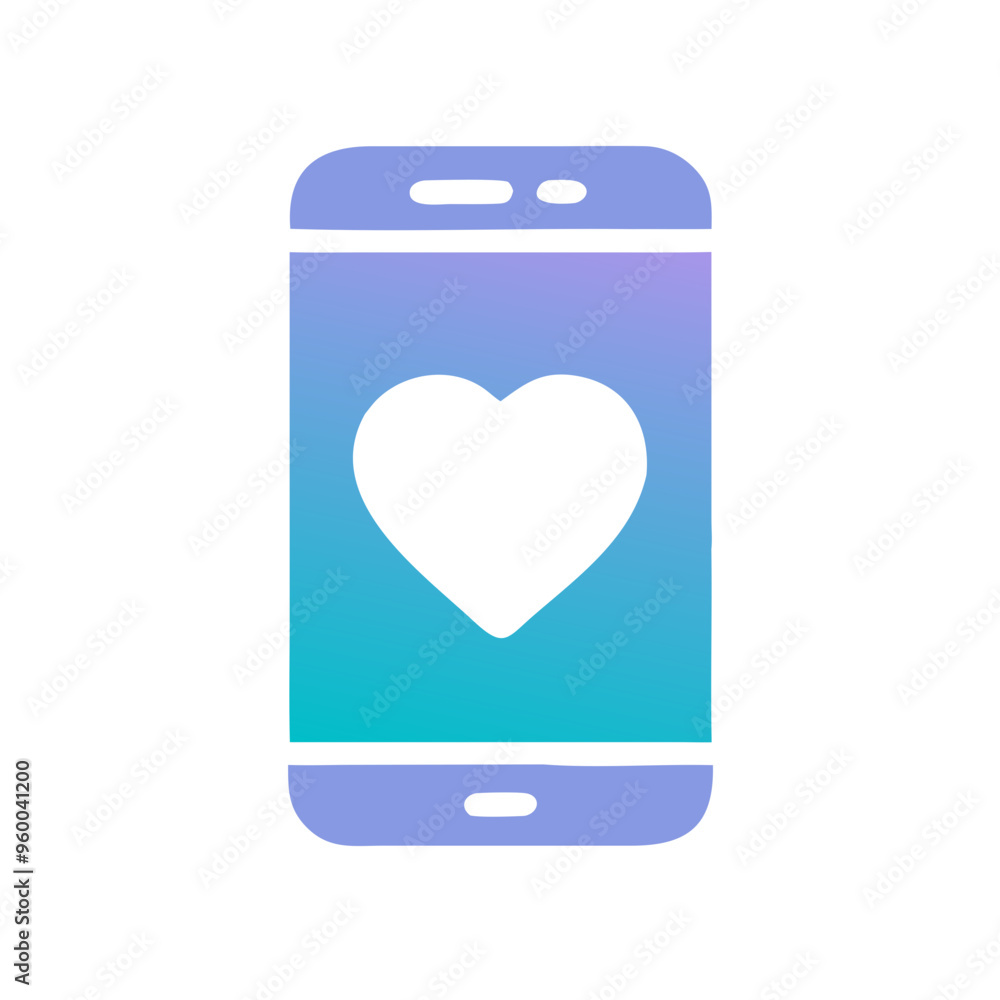 Smartphone with heart icon, minimalist icon, blue and purple colors, health and technology
Smartphone with heart icon, minimalist icon, blue and purple colors, health and technology