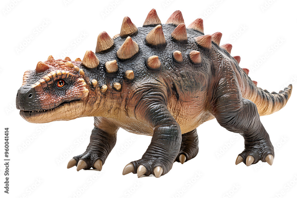 Realistic Ankylosaurus toy figure with spiked armor, detailed texture, orange and black coloration, standing dinosaur model Realistic Ankylosaurus toy figure with spiked armor, detailed texture, orange and black coloration, standing dinosaur model