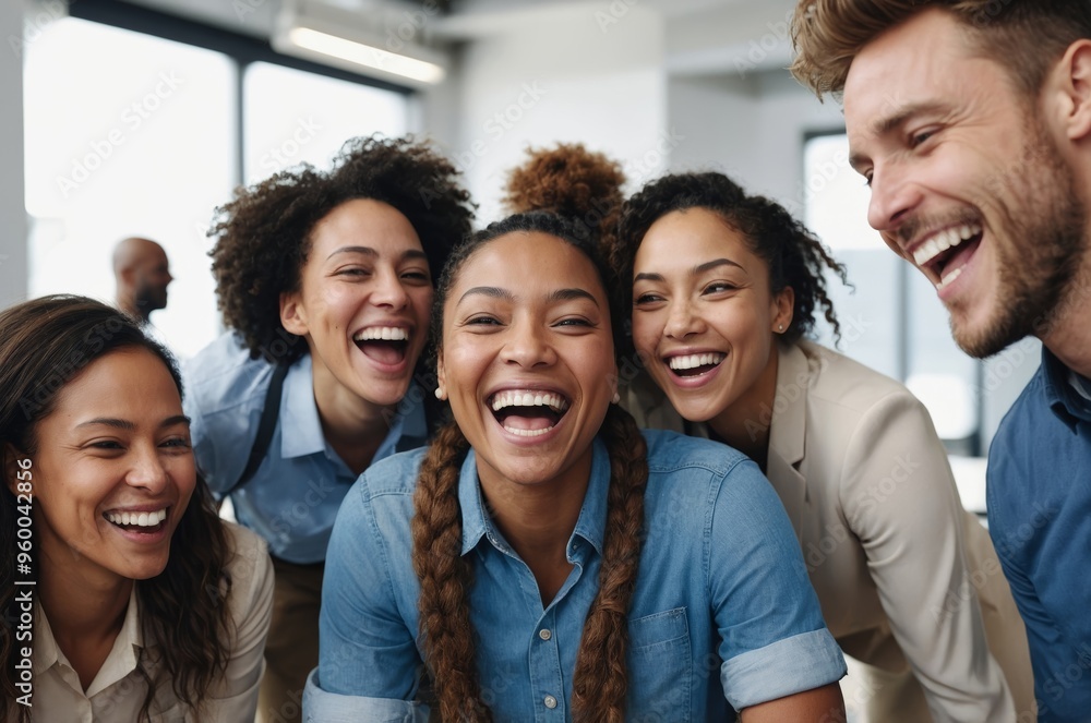 Diverse friends laughing together Diverse friends laughing together