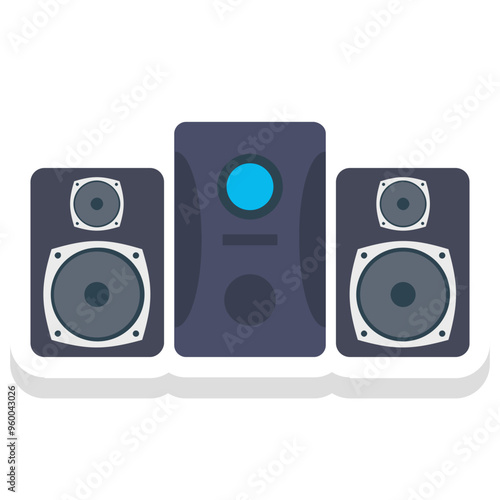 Sound System sticker vector icon an isolated background 