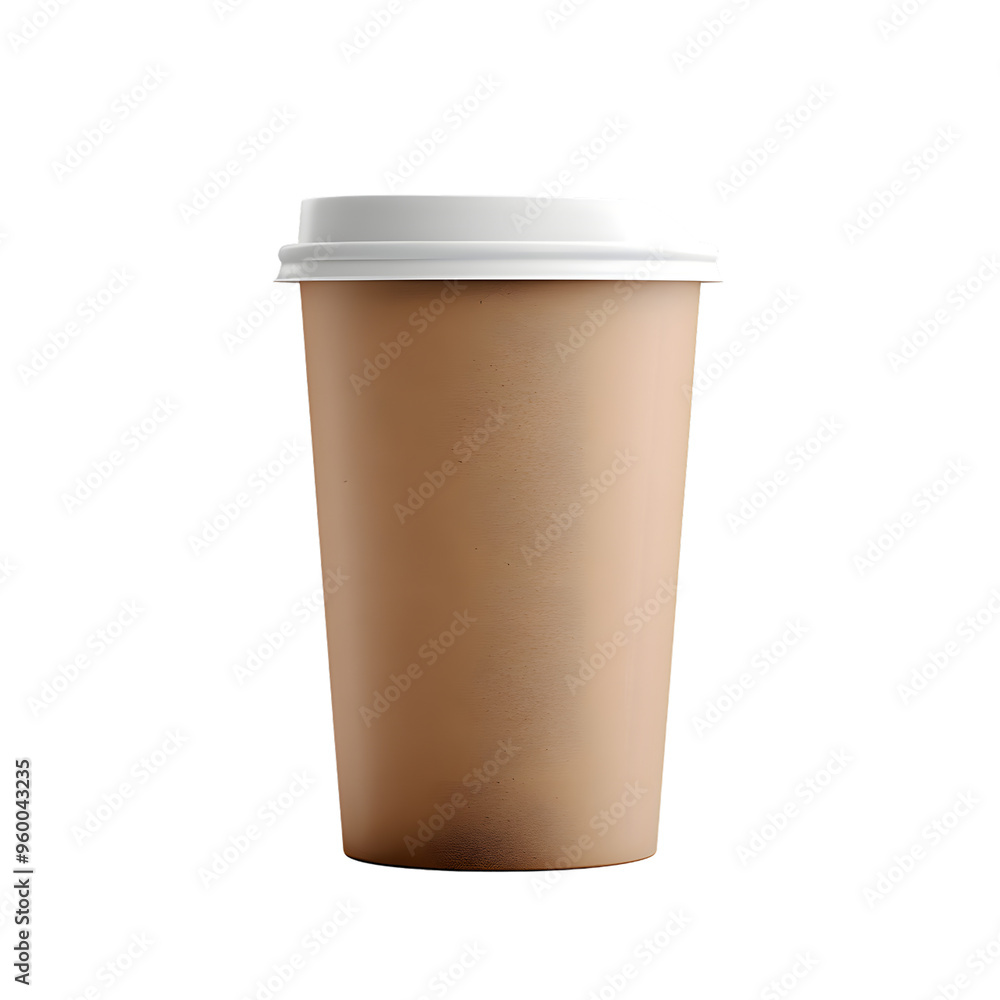 Brown paper coffee mock up isolated on transparent background Brown paper coffee mock up isolated on transparent background