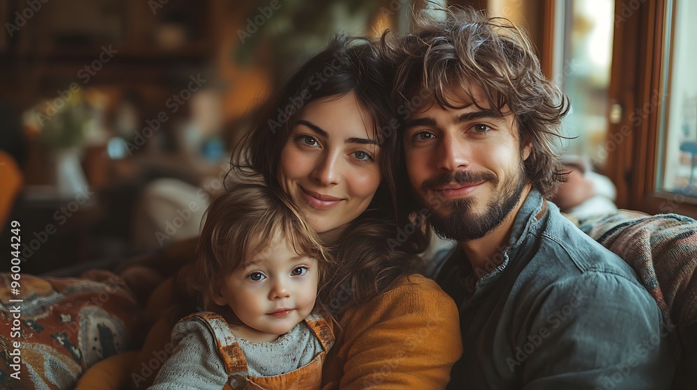 A happy family spending quality time together in a cozy living room A happy family spending quality time together in a cozy living room