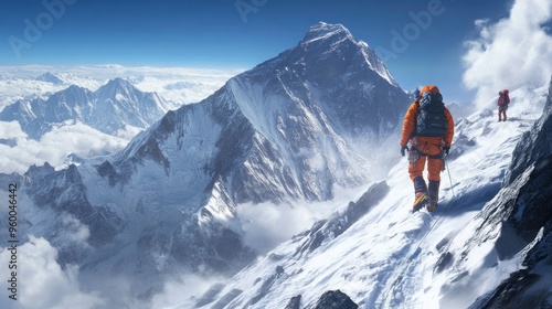 Two Climbers on the Summit of Mount Everest