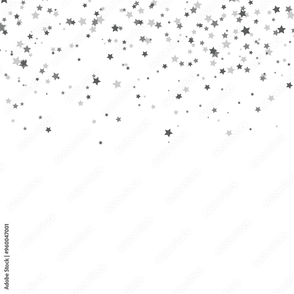 Lots silver falling stars. magic shining sparkles scatter vector. stars falling down on a white background Lots silver falling stars. magic shining sparkles scatter vector. stars falling down on a white background