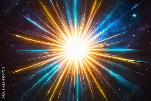 Celestial Light Burst Art with Radiant Illumination and Glow Effects