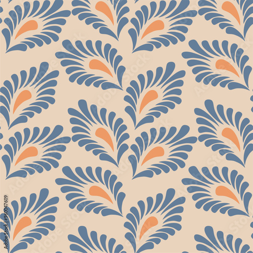 Seamless vector pattern print wallpaper background with paisley ornament ethnic art decor design 