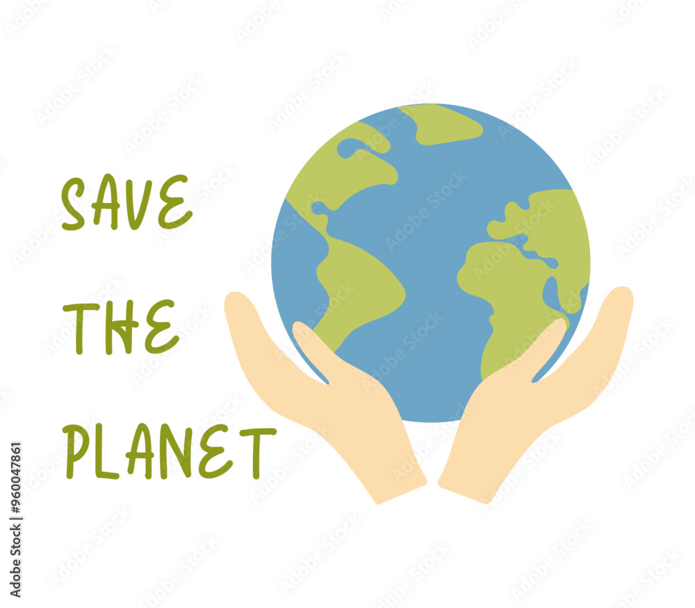 Earth day. Hands hold the planet. environmental protection. Save the world. Vector illustration, flat style. Earth day. Hands hold the planet. environmental protection. Save the world. Vector illustration, flat style.