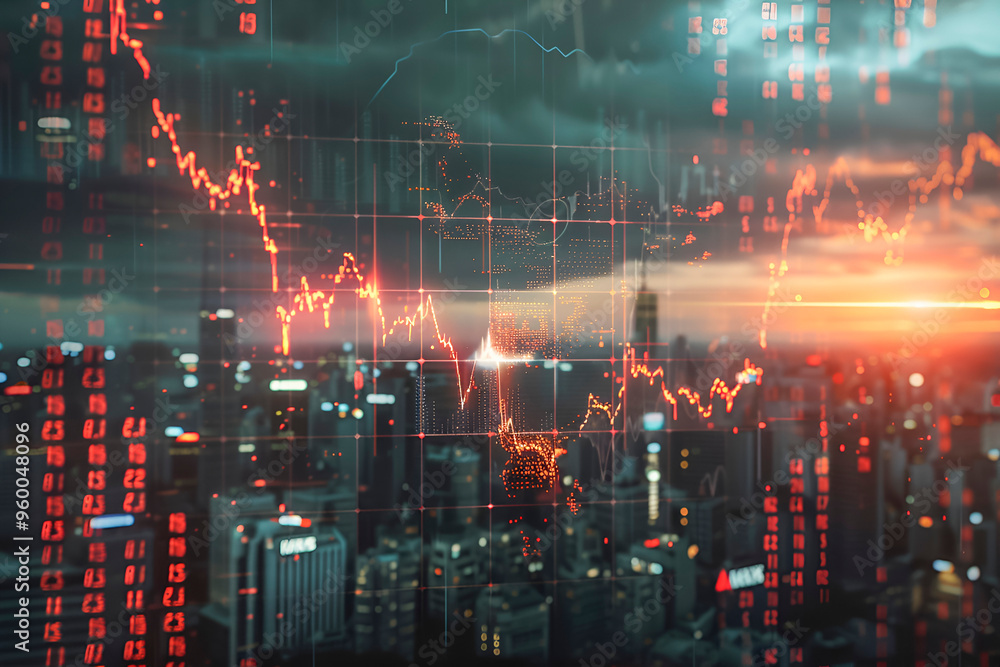 Abstract financial graph of global stock market crash Abstract financial graph of global stock market crash