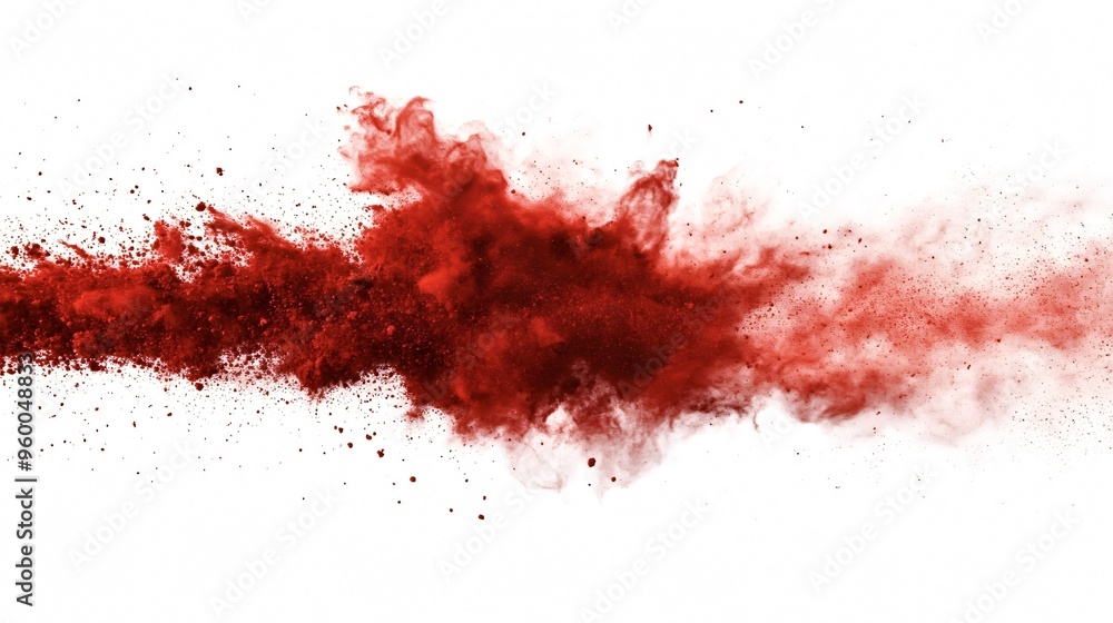 Vibrant red powder explosion on white background, perfect for graphic design projects. Dynamic energy and vivid hues create eye-catching chaos. Endless customization possibilities Vibrant red powder explosion on white background, perfect for graphic design projects. Dynamic energy and vivid hues create eye-catching chaos. Endless customization possibilities