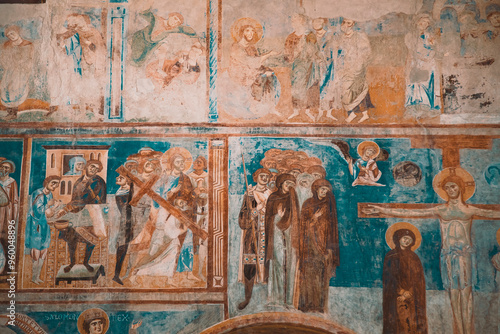 medieval paintings detail of church of sant'angelo in formis, caserta, italy