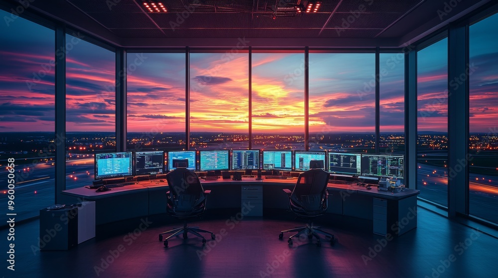 Air Traffic Control Center at Sunset Air Traffic Control Center at Sunset