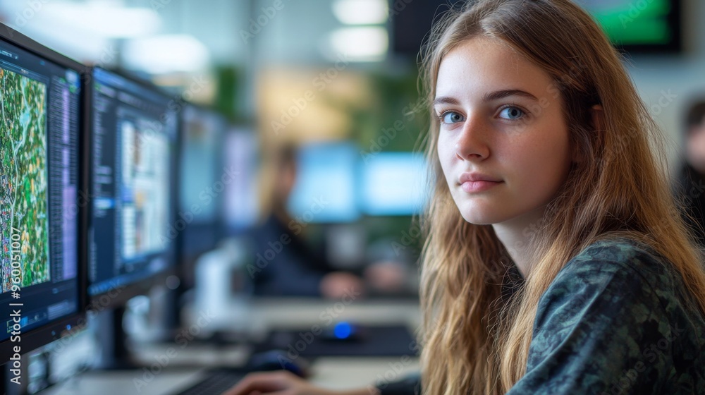 Woman at computer in office Woman at computer in office