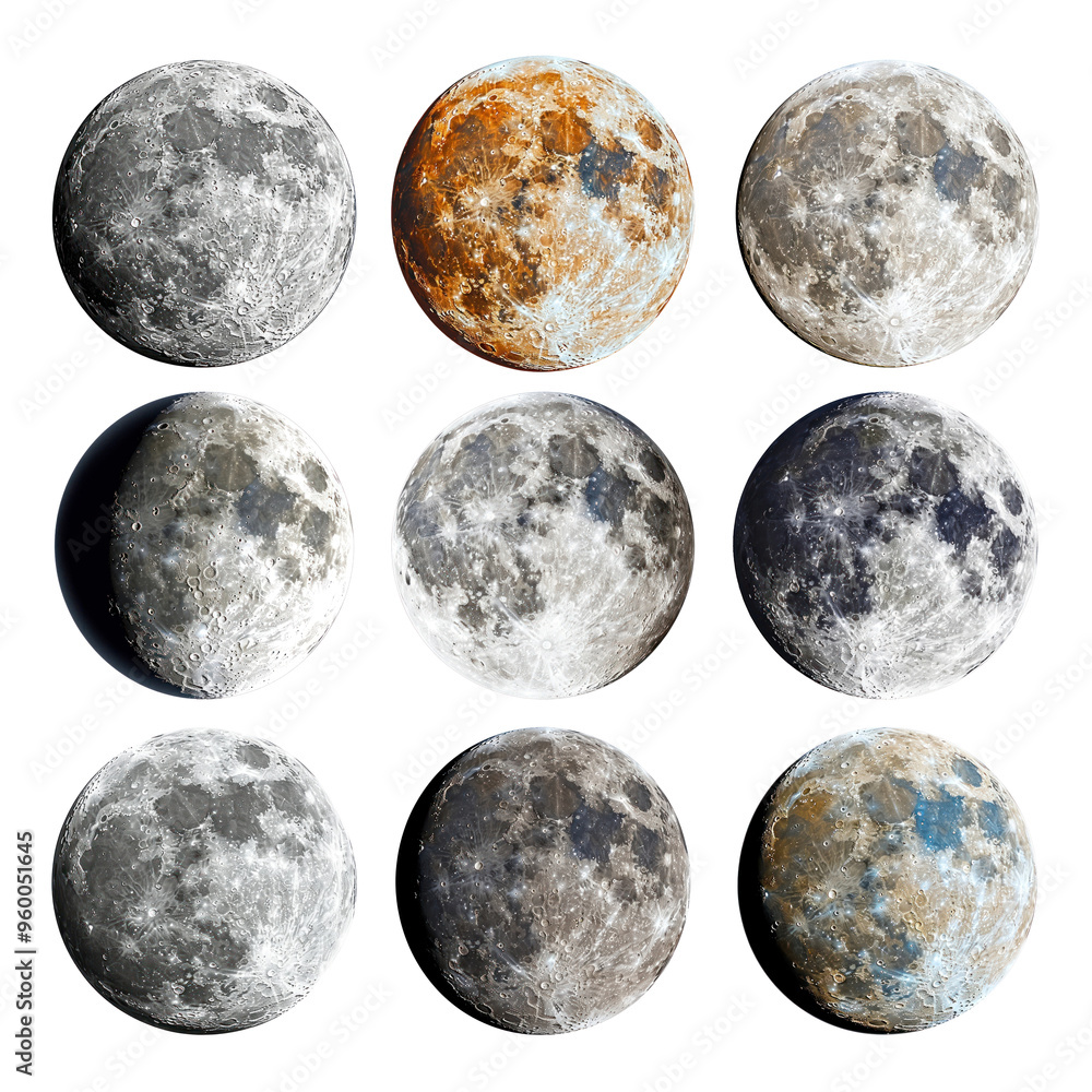 PNG moon element set, transparent background PNG moon element set, transparent background