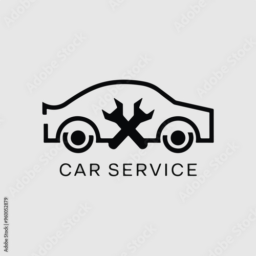 minimal car service icon logo on white background