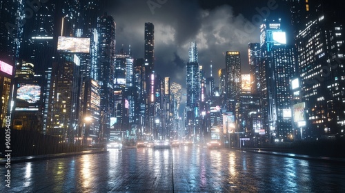 Futuristic urban landscape AI integration photo