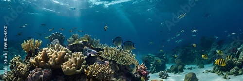 Underwater Seascape: Vibrant Coral Reef and Marine Life Background