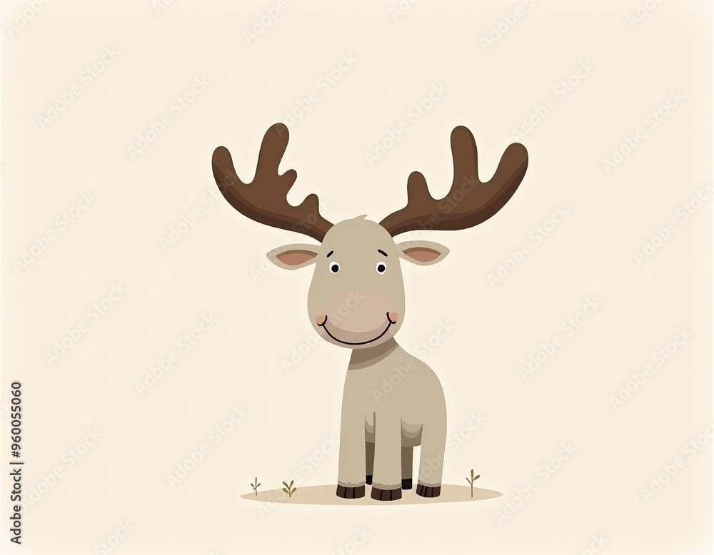 Hand-Drawn Moose Character: Simple Line Art for Kids' Room Decor, Greeting Cards, and Printables Hand-Drawn Moose Character: Simple Line Art for Kids' Room Decor, Greeting Cards, and Printables