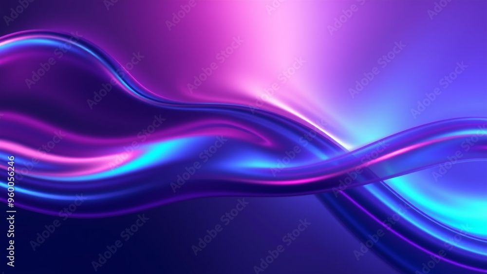 Naklejka premium Abstract dark holographic iridescent neon background fluid liquid glass curved wave background