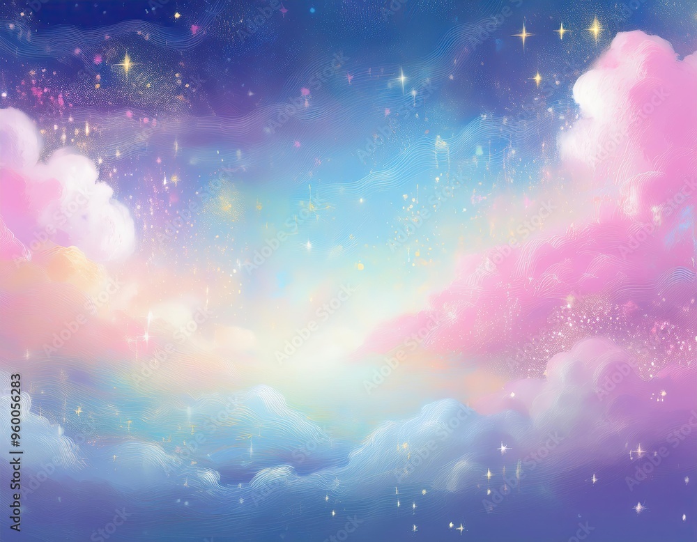 Dream background in pastel colors with beautiful clouds and sparkling stars Dream background in pastel colors with beautiful clouds and sparkling stars