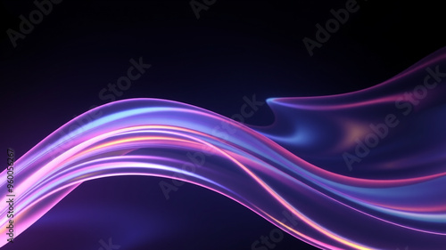 Abstract dark holographic iridescent neon background fluid liquid glass curved wave background