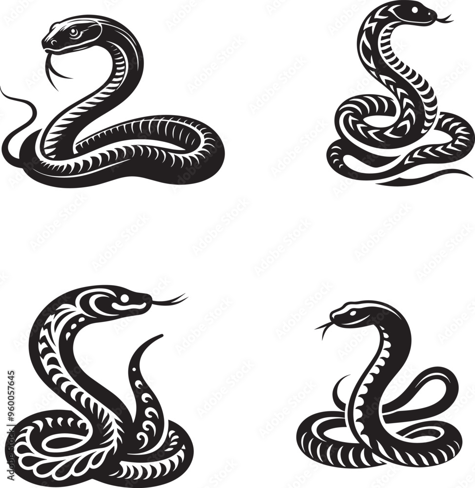Fototapeta premium silhouette of clean vector of snake isolated on white background