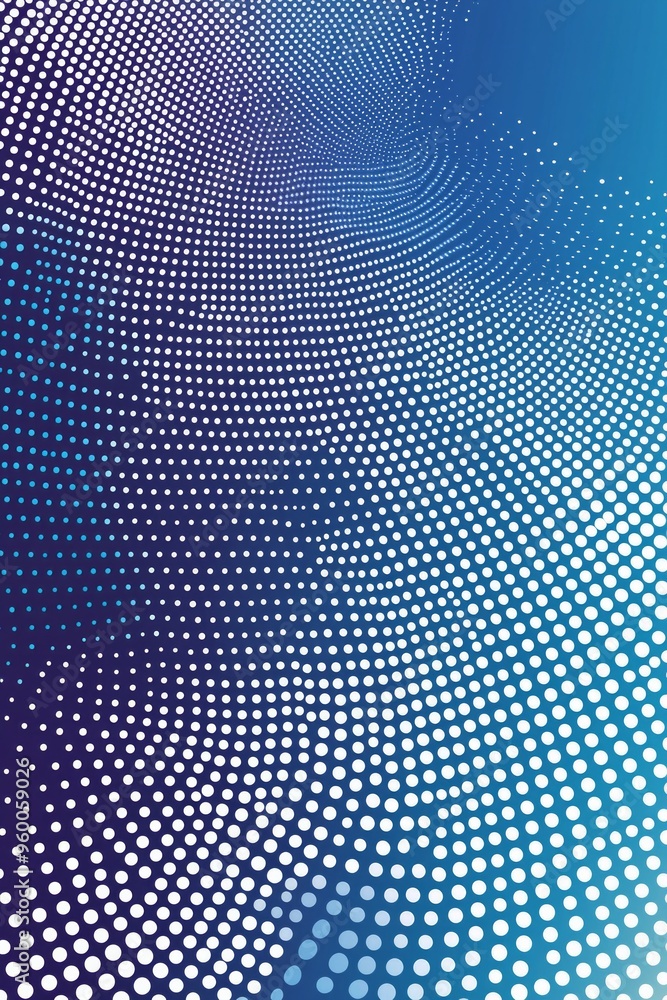 Fototapeta premium A dotted pattern gradient transitioning from deep blue to bright white, symbolizing the passage of time 