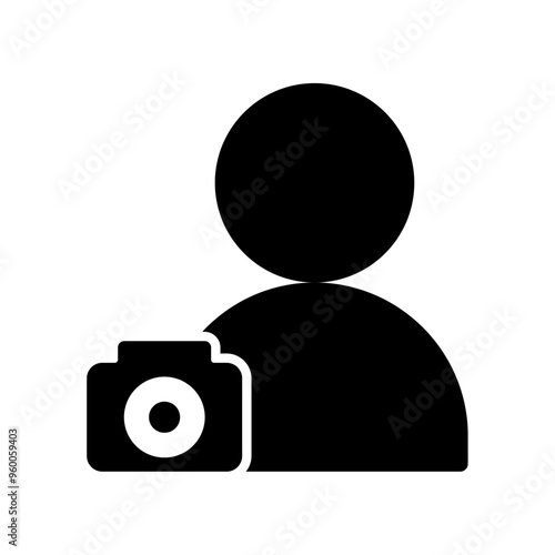 man and camera icon. vector isolated on white background. simple and modern design