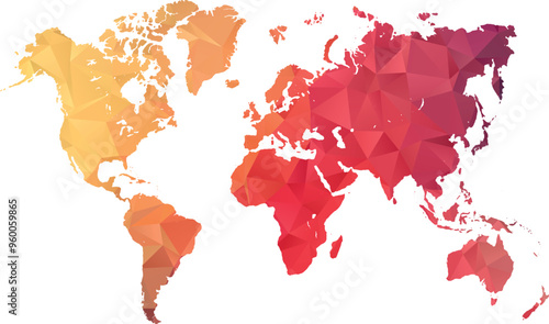 World Map geometric rumpled triangular low poly style gradient 