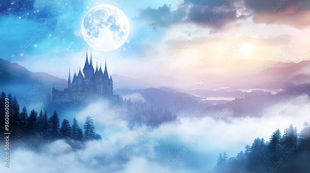 Gothic castle moonlit night Gothic castle moonlit night