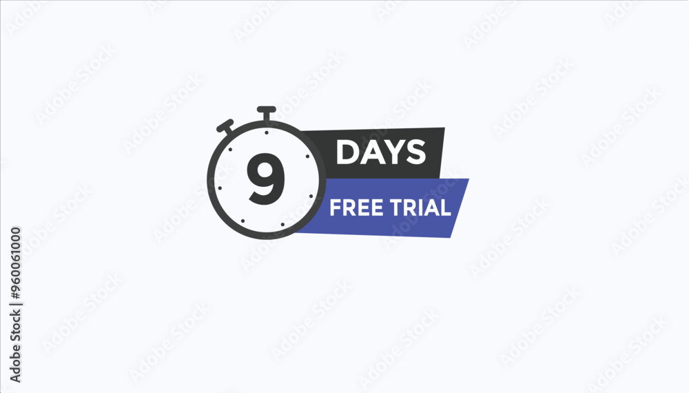 9 days free trial Countdown number banner templates. time icon. Vector Illustration
9 days free trial Countdown number banner templates. time icon. Vector Illustration