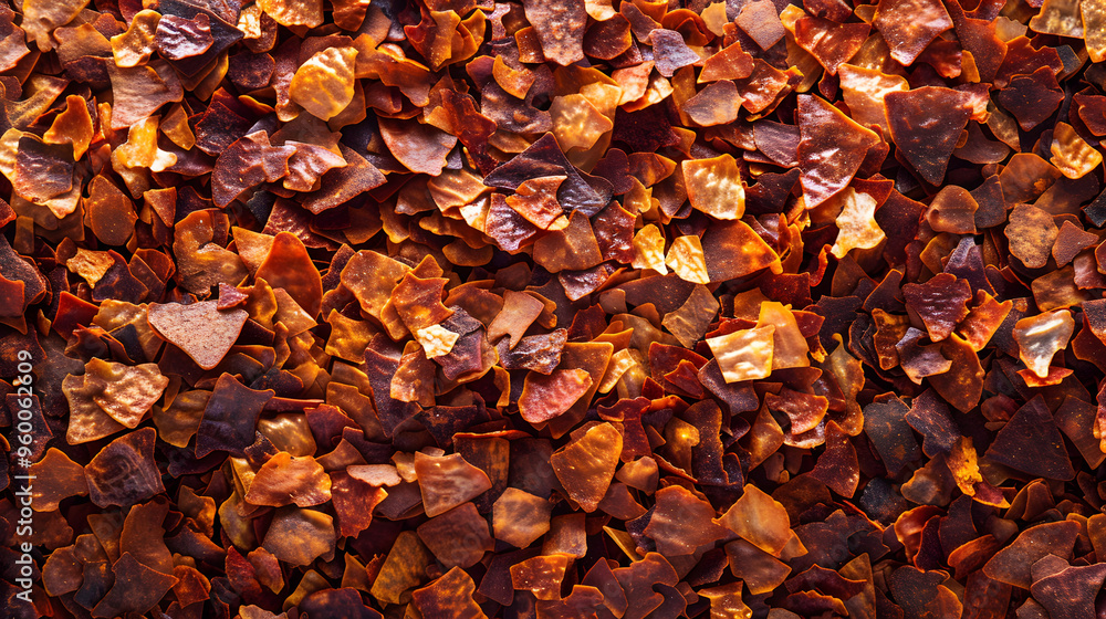 A detailed macro shot of spicy red chili flakes, highlighting their vibrant color and coarse texture, ideal for cooking, food, and spice-related themes. A detailed macro shot of spicy red chili flakes, highlighting their vibrant color and coarse texture, ideal for cooking, food, and spice-related themes.