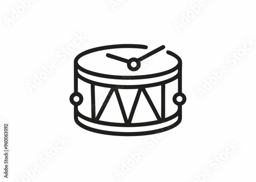 Drum line and solid icon, Kids toys concept, Drum toy sign on white background, Snare Drum icon in outline style for mobile concept and web design. Vector graphics
