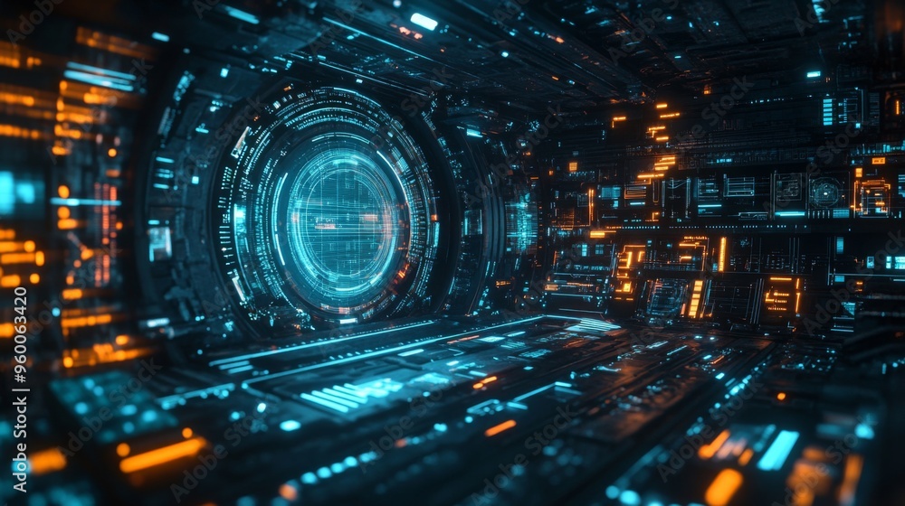 Futuristic Cyberpunk Digital Tunnel Futuristic Cyberpunk Digital Tunnel