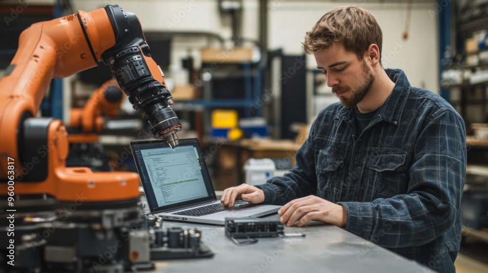 Engineer Programming Industrial Robot Engineer Programming Industrial Robot