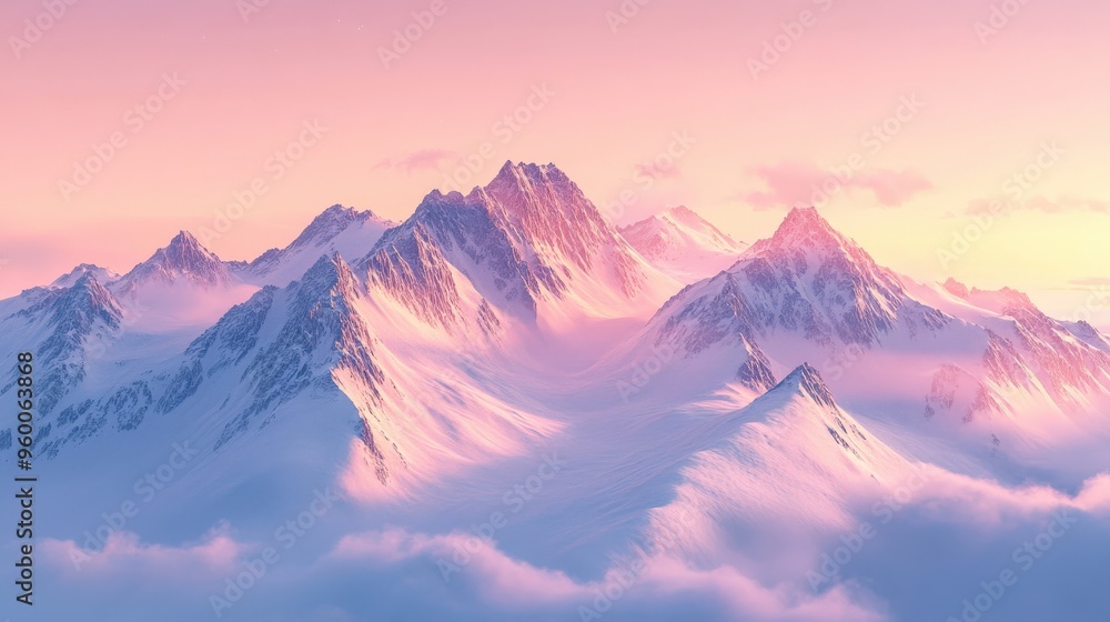 Majestic Mountain Peak at Sunset in Glowing Colors Majestic Mountain Peak at Sunset in Glowing Colors