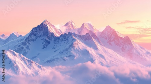 Majestic Mountain Peak at Sunset in Glowing Colors