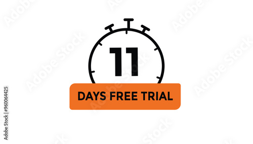 11 days free trial Countdown number banner templates. time icon. Vector Illustration 
