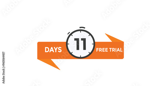 11 days free trial Countdown number banner templates. time icon. Vector Illustration 
