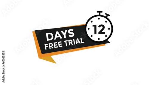 12 days free trial Countdown number banner templates. time icon. Vector Illustration 
