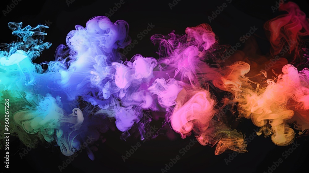 Dense multicolored smoke of red, purple and pink colors on a black isolated background. Background of smoke vape Dense multicolored smoke of red, purple and pink colors on a black isolated background. Background of smoke vape